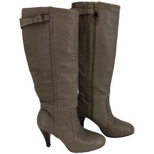 Ted Baker Taupe high  Heeled Boots in greyish tan side zip knee height size 6